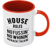KWQDOZF House Rules Coffee Mugs Novelty Coffee Cup Double Side Printed Ceramic Tea Mug for Mom Dad Friend Wife Husband Gift 11oz