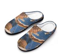 KWQDOZF Hunting Artemis Goddess Mythology Womens Cotton Slippers Anti-slip Rubber Sole Winter Warm House Shoes For Daily Wear