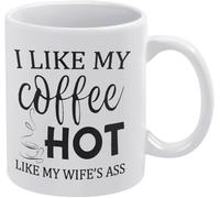 KWQDOZF I Like My Coffee Hot Like My Wife's Coffee Mugs Novelty Coffee Cup Double Side Printed Ceramic Tea Mug for Mom Dad Friend Wife Husband Gift 11Oz