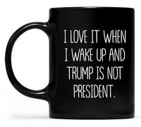 KWQDOZF I Love When I Wake Up in The Morning and He isPresident Coffee Mugs Novelty Coffee Cup Double Side Printed Ceramic Tea Mug for Mom Dad Friend Wife Husband Gift 11oz