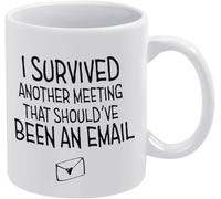 KWQDOZF I Survived Another Meeting that Should've Been an Email Mug Unique Coffee Mugs Novelty Coffee Cup Double Side Printed Ceramic Tea Mug for Mom Dad Friend 11oz