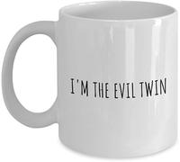 KWQDOZF I'm The Evil Twin Coffee Mugs Novelty Coffee Cup Double Side Printed Ceramic Tea Mug for Mom Dad Friend Wife Husband 11oz