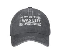 KWQDOZF in My Defense I was Left for Unsupervised Cowboy Hat Men Vintage Baseball Cap Women Funny Trucker Hat Dad Hat Black