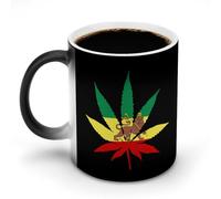 KWQDOZF Jamaica Weed Rasta Lion Leaf Funny Coffee Mug Cups Funny Color Changing Tea Cup for Men Women Birthday