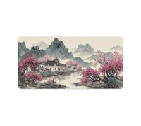 KWQDOZF Japanese Cherry Blossom Watercolor Gaming Mouse Pad Non-Slip Rubber Base Large Mousepad with Stitched Edges,Waterproof Washable Mouse Mat for Desk Home Office Gaming 23.6"x11.8"