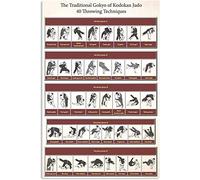 KWQDOZF Judo Knowledge Aluminum Metal Signs Vintage The Traditional Gokyo Of Kodokan Judo Retro Posters Wall Art Decor for Judokan Club Room 40 Throwing Techniques Guide Plaques 8"x12"
