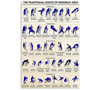 KWQDOZF Judo Knowledge Infographic Metal Sign The Traditional Gokyo Of Kodokan Judo Posters Vintage Judo Gym Club Home Wall Decor Plaque 12x18 Inches