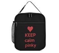 KWQDOZF Keep Calm Pinkie Portable Lunch Box Bag Tote Reusable Leakproof Insulated Lunchbox for Work Beach Picnic