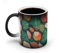 KWQDOZF Leaf Printed Heat Sensitive Coffee Mugs Morphing Color Changing Coffee Mug Full Image Revealed When HOT is Added