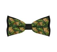 KWQDOZF Leopard Tropical Leaves Bow Ties for Men Print Bowtie Business Work Wedding Party Ties