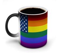 KWQDOZF LGBT Rainbow U.S. Flag Funny Coffee Mug Cups Funny Color Changing Tea Cup for Men Women Birthday