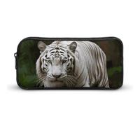 KWQDOZF Majestic White Bengal Tiger Pencil Case Large Capacity Pencil Pouch