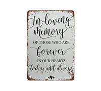 KWQDOZF Memorial Print Wedding Decor Metal Tin Sign - In Loving Memory Ceremony Sign 12x8 Inch