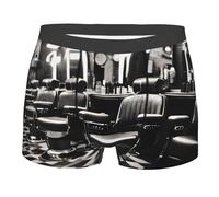 KWQDOZF Men's Barber Shop Monochrome Style Print Boxer Briefs,Microfibre Stretch Fit Underwear shorts Gents for Everyday