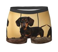 KWQDOZF Men's Boxer Briefs Breathable Underwear Boxer Brief for Men A cute dachshund Boxers Comfort Soft Trunk Black