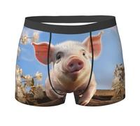 KWQDOZF Men's Boxer Briefs Breathable Underwear Boxer Brief for Men Funny Cute Pig Boxers Comfort Soft Trunk Black