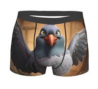 KWQDOZF Men's cartoon pigeon 1 Print Boxer Briefs,Microfibre Stretch Fit Underwear shorts Gents for Everyday Wear