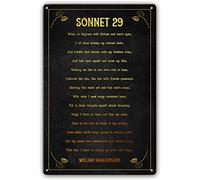 KWQDOZF Metal Tin Sign Sonnet 29 Poem Wall Decor William Shakespeare Quote Wall Art Poetry Poster for Room Wall Artwork Print Pictures Painting Garden Porch Home Decor 8x12 Inch