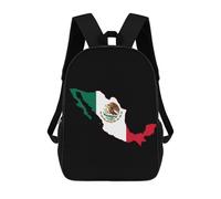 KWQDOZF Mexico Flag Map Classic 17 Inch Backpack Travel Daypack Casual Shoulder Bag with Adjustable Strap for Men Women