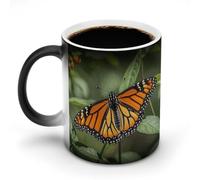 KWQDOZF Monarch Butterflly Printed Heat Sensitive Coffee Mugs Morphing Color Changing Coffee Mug Full Image Revealed When HOT is Added