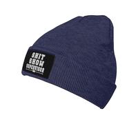 KWQDOZF Navy Blue Shit Show Supervisor Knit Beanie Hat Soft Warm Knitted Skull Cap Black Winter Hat for Men & Women