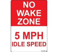 KWQDOZF New Warning Signs rustic Post No Wake Zone 5 Mph Idle Speed Wall Decor Vintage Metal Tin Signs for Home Office Kitchen Bar Cafe Garden Farm Farmhouse Wall Decor 12x8 Inch