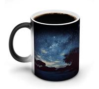 KWQDOZF Night Sky with Trees Printed Heat Sensitive Coffee Mugs Morphing Color Changing Coffee Mug Full Image Revealed When HOT is Added