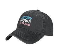 KWQDOZF Nobody Knows I'm Trans hat LGBT Pride Transgender Rights Hat Vintage Dad Hats Baseball Cap Black