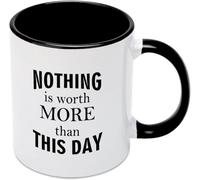 KWQDOZF Nothing is Worth More Than This Day Coffee Mugs Novelty Coffee Cup Double Side Printed Ceramic Tea Mug for Mom Dad Friend Wife Husband Gift 11oz