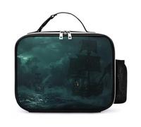 KWQDOZF Ocean Pirate Ship Portable Lunch Box Bag Tote Reusable Insulated Lunchbox Containers Leakproof Work Picnic