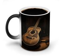 KWQDOZF Old West Guitar Printed Heat Sensitive Coffee Mugs Morphing Color Changing Coffee Mug Full Image Revealed When HOT is Added