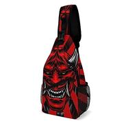 KWQDOZF Oni Mask Devil Face Oni Mask Devil Face Sling Backpack Chest Bag Crossbody Shoulder Bag Gym Cycling Travel Hiking Daypack for Men Women