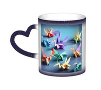 KWQDOZF Origami Multicolor Papercraft Cranes Color Changing Mug in The Sky-Enchant Your Moments