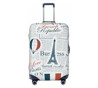 KWQDOZF Paris Theme On The Newspaper Background Luggage Suitcase Covers Elastic Washable Eiffel Tower Luggage Protector Travel Suitcase Protective Cover for Kid and Adult, S