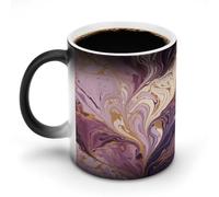 KWQDOZF Purple and Gold Marble Printed Heat Sensitive Coffee Mugs Morphing Color Changing Coffee Mug Full Image Revealed When HOT is Added