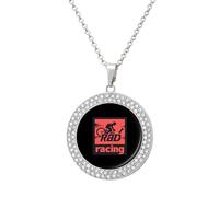 KWQDOZF Rad Racing Cycling Bikes Pendant Necklace for Women Fashion Round Gold Sliver Chain Diamond Bezel Jewelry