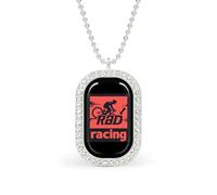 KWQDOZF Rad Racing Cycling Bikes Pendant Necklace for Women Fashion Square Gold Sliver Chain Diamond Bezel Jewelry