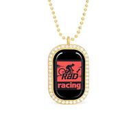 KWQDOZF Rad Racing Cycling Bikes Pendant Necklace for Women Fashion Square Gold Sliver Chain Diamond Bezel Jewelry