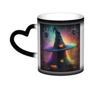 KWQDOZF Rainbow Halloween Ghost Witch Hat Spiders 1 Color Changing Mug in The Sky-Enchant Your Moments