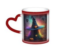 KWQDOZF Rainbow Halloween Ghost Witch Hat Spiders 1 Color Changing Mug in The Sky-Enchant Your Moments