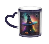 KWQDOZF Rainbow Halloween Ghost Witch Hat Spiders 1 Color Changing Mug in The Sky-Enchant Your Moments