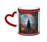 KWQDOZF Rainbow Halloween Ghost Witch Hat Spiders Color Changing Mug in The Sky-Enchant Your Moments