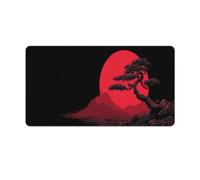 KWQDOZF Red Moon Japanese Cherry Blossom Gaming Mouse Pad Non-Slip Rubber Base 2XL Mousepad with Stitched Edges,Waterproof Washable Mouse Mat for Desk Home Office Gaming 29.5"x16"