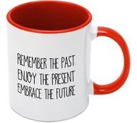 KWQDOZF Remember The Past Enjoy The Present Embrace The Future Coffee Mugs Novelty Coffee Cup Double Side Printed Ceramic Tea Mug for Mom Dad Friend Wife Husband Gift 11oz