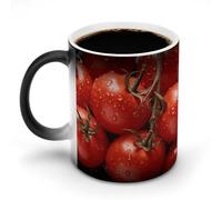 KWQDOZF Ripe Red Tomatoes Printed Heat Sensitive Coffee Mugs Morphing Color Changing Coffee Mug Full Image Revealed When HOT is Added