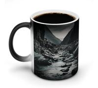 KWQDOZF River and Gray Rocks Printed Heat Sensitive Coffee Mugs Morphing Color Changing Coffee Mug Full Image Revealed When HOT is Added
