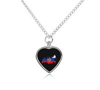 KWQDOZF Russian Eagle Map of Russia Pet Ashes Necklace Heart Pendant Mini Case Dog and Cat Cremation Jewelry Keepsake