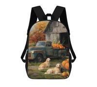 KWQDOZF Rustic Barn Old Truck Dogs Classic 17 Inch Backpack Travel Daypack Casual Shoulder Bag with Adjustable Strap for Men Women