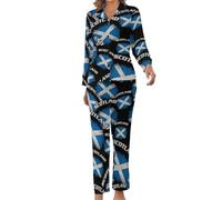 KWQDOZF Scotland Flag Women Pajamas Set Long Sleeve Sleepwear Button Down Loungewear 2 Piece Pjs