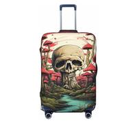 KWQDOZF Skull and Mushroom Magic Psychedelic Vintage Elastic Travel Luggage Cover Travel Suitcase Cover for Trunk Case 19''-32'' Luggage Protective Cover